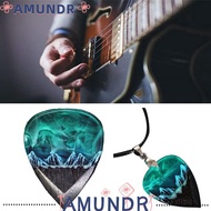 AMUNDR Resin Guitar Pick, Resin Retro Guitar Pick Necklace, Presents Handmade Heart Necklace Heart M