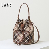 [DAKS] Brown Check Bucket Bag Tote Shoulder Cross Bag Detachable Length Adjustable Cross Strap/ from