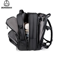 BONEMAN Men's Expandable Large Capacity Waterproof Business Travel Computer Backpack USB