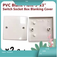 PVC Blank Plate Twinpack 3 x3 Switch Socket Box Blanking Cover