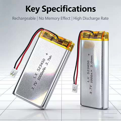 3.7V 1000mAh High Capacity 523450 503450 Rechargeable LiPo Battery Bulk Pack for Smartphone Speaker