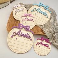 1pc Customized Children & Teenager Nameplate, Personalized Newborn Name Wooden Sign With Bow Decor, 