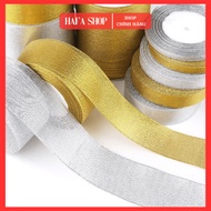 Glitter Ribbon - Gold/Silver 1cm, 2cm, 3cm, 4cm, 5cm (1 roll), Decor, Festival Decor, Q Box Decorati