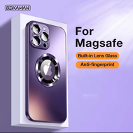 Beikaman Magnetic Magsafe Matte Phone Case For iPhone 14 13 12  15 Pro Max Built-in Glass Camera Lens Protector Cover For iPhone 11 Pro Max Shockproof Protective Casing