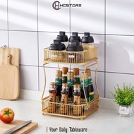 HCSTORE Fruit Rack Spice Rack 2 tier gold rack living room storage rack guest table