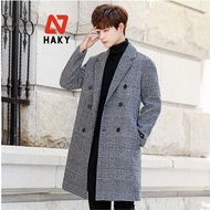 HK10 - Áo Mangto Nam HAKYNGUYEN Dáng Dài Hàn QuốcForm Rộng Kẻ Caro 3 Cúc