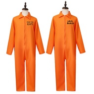 Halloween Prisoner Costume Adult Orange Jumpsuit Inmate Cosplay Outfit Jail Uniform Set for Party Dr