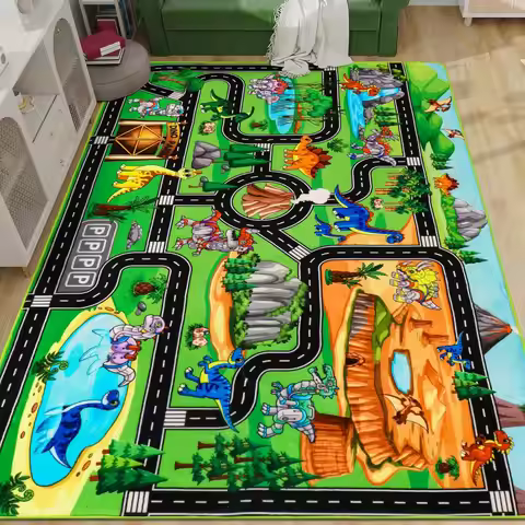 Dinosaur Park Traffic Carpet Children's Play Carpet Home Decoration Roadmap with Dinosaur World Desi