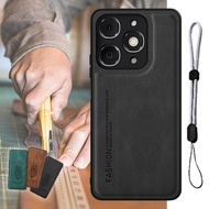 For Itel A90 A6610L Luxury Leather Case with Adjustable Mobile phone lanyard