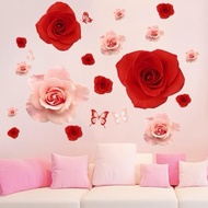 Combo wall Decal of 2 3D paintings of roses and red roses