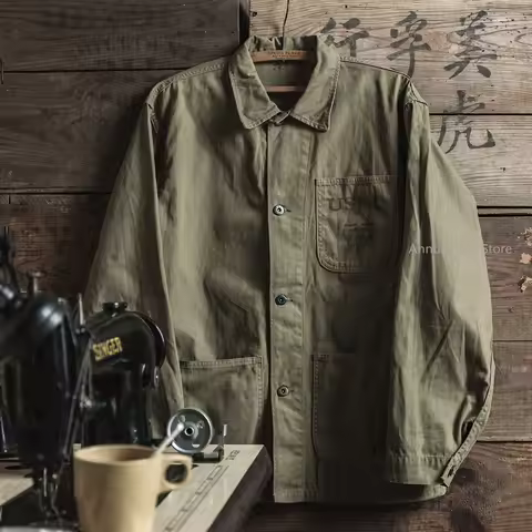 Bronson USMC Herringbone Twill Jacket 1941 Pattern Vintage HBT Utility Coat P-41