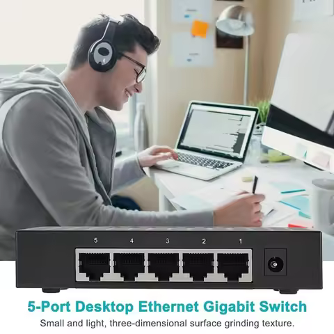5 Port 1000Mbps LAN Switching Hub RJ45 Ethernet Switching Splitter Shunt Fast Ethernet Network Switc