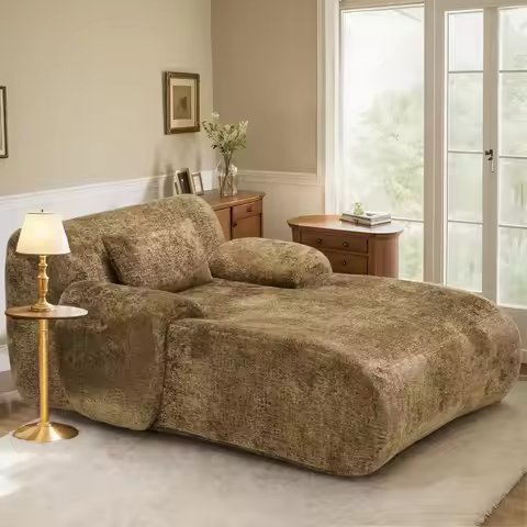 67 Inches Oversized Chaise Lounge Indoor, No Assembly Required Single Sleeper Lounge Sofa with Lumba