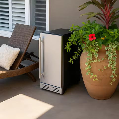 3.0 Cu Ft Outdoor Under-Counter Embedded Single Zone Beverage Fridge 85L 80 Cans Electronic Temperat