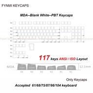 Keycaps Blank Keycaps แบบกลไกสีขาว Fynmi Cherry/xda/mda สีขาวว่างเปล่า PBT-Sublimation Keycaps/ANSI 