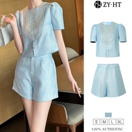 ZY.HT EraVogue 2 mảnh Set Puff Up Sleeve + Shorts Work Suit Hi-Suit nữ Jumpsuit nữ 80207