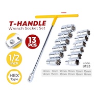 T Handle Socket Box Set Socket Wrench Adapter Set Hex Bit T Wrench 1/2 inch Car Repair Wrench Socket