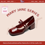 【MOLI CAT】รองเท้าส้นสูง Mary Jane หัวเหลี่ยม 5 ซม. สไตล์หรูหรา สําหรับผู้หญิง นักเรียน