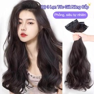 Aoduoyaya - Wavy clip-in wig to thicken hair 45cm 60cm, loose 3-piece set, hugs the head