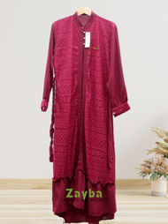 Geka Collection - Gamis ZAYBA Dress Muslim Wanita Crinkle Airflow mix Brokat Malika