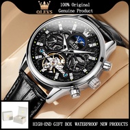 OLEVS Handsome Watch Man Birthday Gifts Multifunctional Automatic Mechanical Waterproof Leather 6658