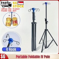 [SG Seller] Portable IV Pole - 4 Hook Drip Bag Stand - Collapsible IV Pole Stand ,for Hospitals, Clinics, Wheelchairs and Beds
