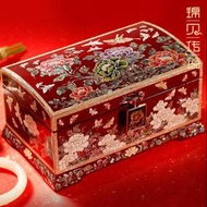 【好康推薦】首飾盒高檔精致結婚禮物手鐲盒子螺鈿漆器中式項鏈收納盒