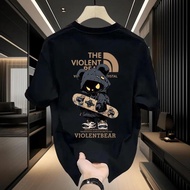 Basi Black Shirt Shirt Back Screen THE VIOLENT BEAR Dimension Cotton Premium Fabric Round Neck Comfo