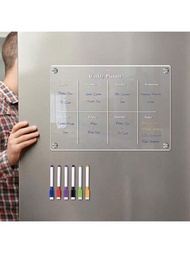 1入組3d磁性信息板、透明有機玻璃週計劃表,磁性白板,可擦拭和重復使用,是辦公室和家庭使用的理想選擇