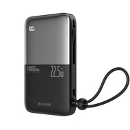 BAVIN PC1077 Mini Slim Fast Charging Powerbank 10000mAh 22.5W w/ Built-In LED Display & Cable Cord F