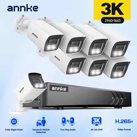 ANNKE H.265+ 8CH 5MP DVR Kit CCTV System Motion Detection HD Outdoor IP67 8PCS Bullet Camera Two Way