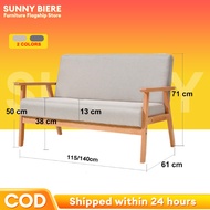 Sofa Chair 2/3 Seater Wooden Frame Canvas Seat Wooden Sofa Living Room Home Furniture 115/140 cm