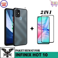CASE INFINIX HOT 10 SOFT CASE FREE TEMPERED GLASS FULL LAYAR