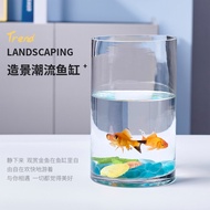 Akuarium ikan bulat lutsinar, akuarium kaca, akuarium ikan emas berbentuk silinder, akuarium ikan ke