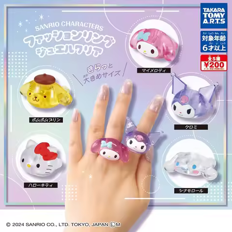 Takara Tomy Sanrio Characters Transparent Fashion Gashapon Ring Kuromi My Melody Hello Kitty Cinnamo