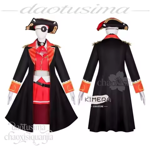 Adult VTuber Houshou Marine Costume Captain Outfit Fashion Black Red Cape Goth Halloween cosplays di