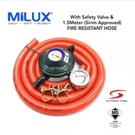Milux L.P.G Gas Regulator M-198CS With Safety Value & 1.5 METER HIGH PERFORMANCE (SIRIM Approved) FI
