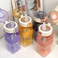 High-value sports water cup large capacity portable transparent plastic cup student straw casual cup