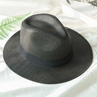 HT2261 2019 New Summer Hats For Men Women Straw Panama Hats Solid Plain Wide Brim Beach Hats With Band Unisex Fedora Sun Hat
