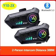 Y10-2X Motorcycle Helmet Bluetooth Headset Intercom Noise Reduction IPX6 Waterproof