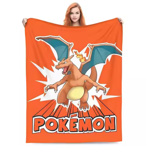 Pokemon Charizard Blanket Travel Office Flannel Bedding Throws For Outdoor Warm Soft Custom Quality 