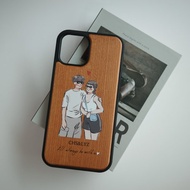 蘋果 Iphone14 i14 i14pro木質手機殼客製化 木質文青 手繪手機殼