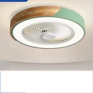 DDS - 現代吸頂電風扇吊燈（綠色圓-52CM-無極調光-遙控+智能款）#N270_009_284