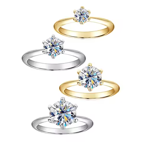 3CT 2CT 1CT D Moissanite Solitaire Ring for Women 925 Silver 5mm-9mm Lab Diamond Promise Engagement 