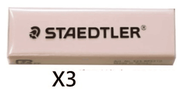 施德樓 - Staedtler - 施德樓 PVC-free 馬卡龍推動式擦膠 補充裝 (3件) 粉紅色