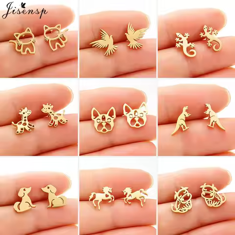 100% Stainless Steel Animal Earrings for Women Girls Fashion Lizard Dog Cat Earings Daily Jewelry Ch