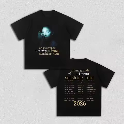 Ariana Grande Eternal Sunshine Tour T-shirt Men and Women Summer Cotton Clothing Fashion Round Neck 