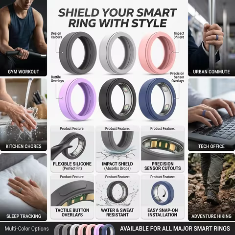 Smart Ring for Oura Ring 5 Protective Cover Skin Feel Silicone Anti Fall Dust-proof Protective Cover