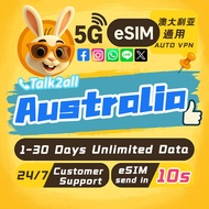 eSIM Australia 5G  daily Unlimited Data 【1-30days】【HIGH SPEED DATA】TALK2ALL Australian SIM card  Ema