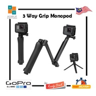 Original Waterproof 3 Way Grip Monopod For Gopro Hero 5 6 4 Session Selfie Stick
